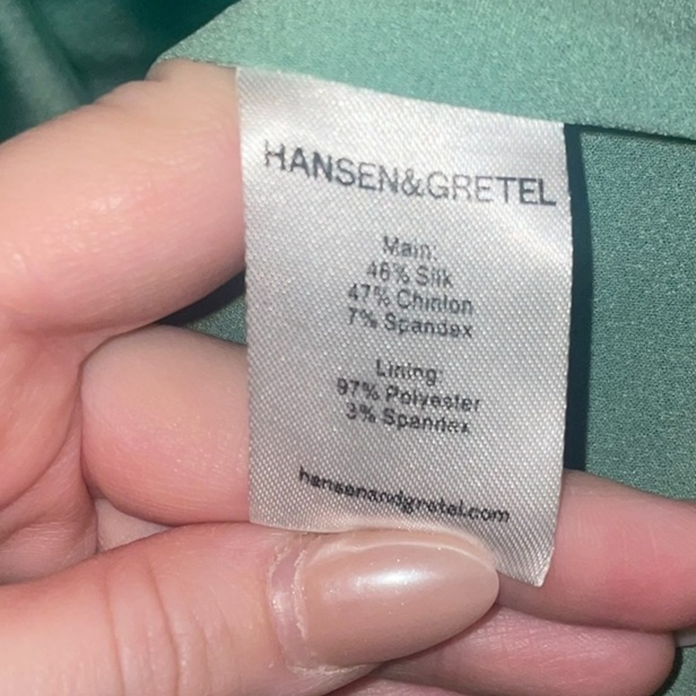 Hansel & Gretel Silk mini Amelia Dress in the color Sea Foam 💚 sz Medium - Picture 11 of 12